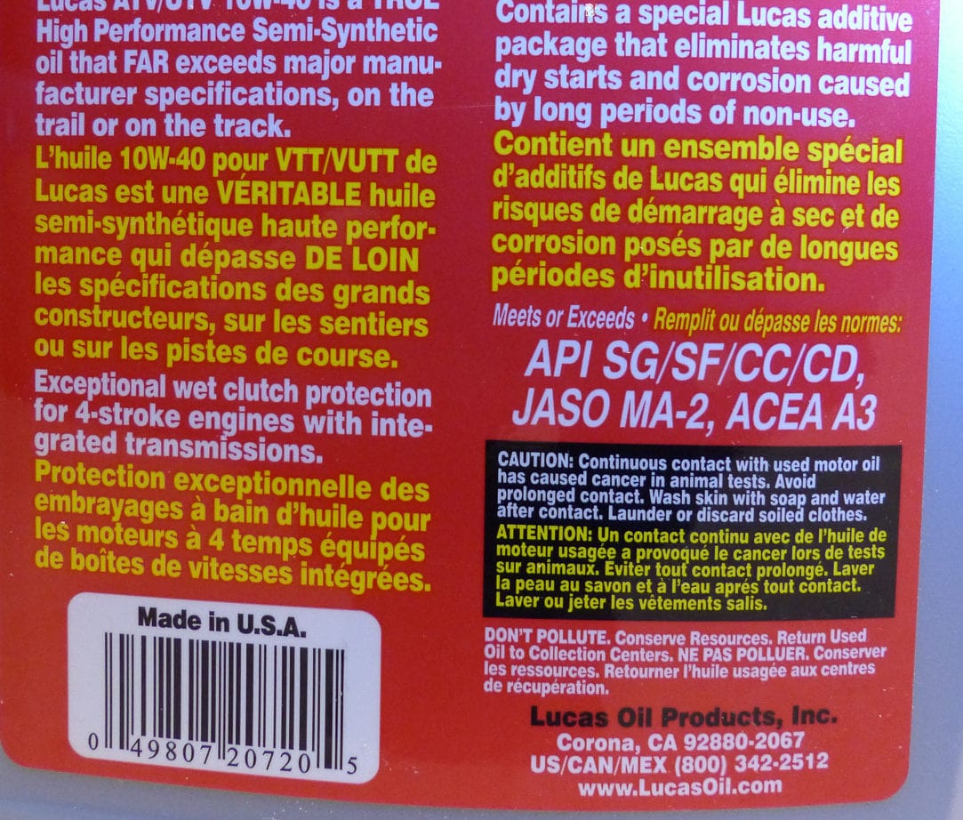 Quelle huile à moteur utilisez-vous dans votre quad